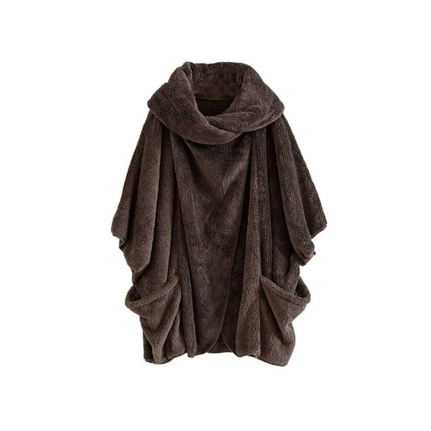 Guardurnaity Abrigo de felpa para mujer, chaqueta de lana cálida de otoño de manga larga para viajes en casa, vacaciones, playa, ropa térmica informal para Prendas para la parte del cuerpo Guardurnaity AP015889-01