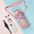 thumbnail image 5 of Half Gallon Water Bottle with Sleeve,64 OZ Motivational Water Bottle with Straw & Time Marker to Drink,Leakproof Tritan BPA Free,Men Women for Gym Workout(Pink), 5 of 8