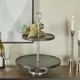 thumbnail image 2 of DecMode 14" x 18" Dark Brown Mango Wood  Tiered Server with Aluminum Bases, 1-Piece, 2 of 7