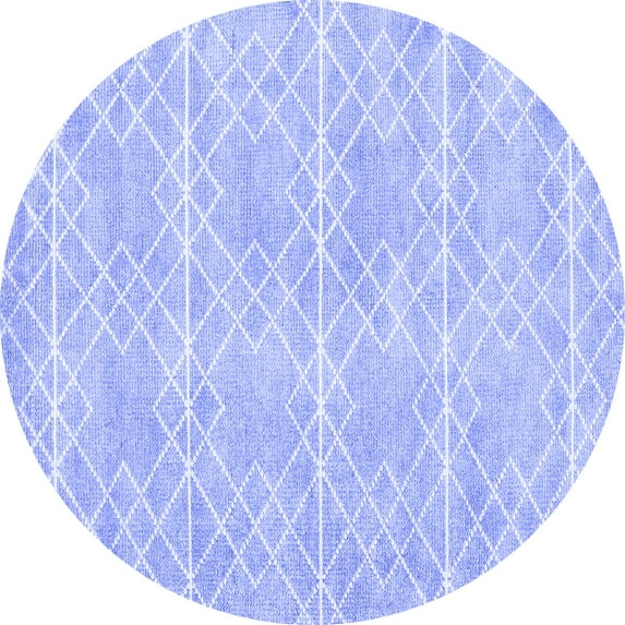 Ahgly Company Indoor Round Abstract Blue Contemporary Area Rugs, 4' Round