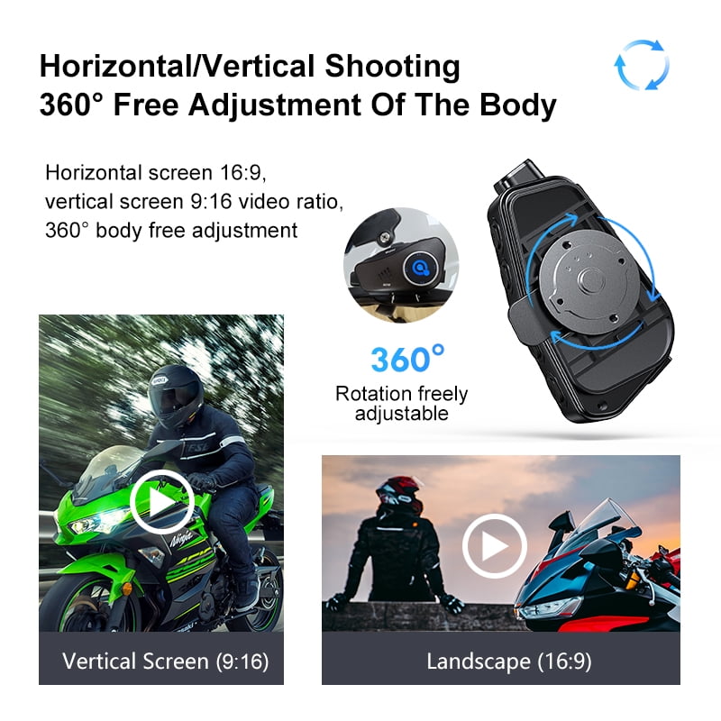 Motorcycle Helmet Headset with HD Camera 1080P Video Motorbike Helmet Bluetooth IP66 Waterproof Hands-Free Communication with Mic Headphone Speakers Compatible All Helmets