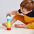 thumbnail image 2 of HABA Wooden Stacking Toy Rainbow Lighthouse, 8-Piece Building Blocks Set, Educational Wooden Toddler Toys for Motor Skills, Ages 1 and up, 2 of 6
