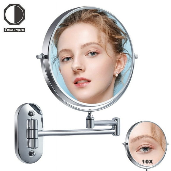 TUSHENGTU 8" Wall Mounted Makeup Mirror,10x Magnification Double Sided High Definition Vanity Mirror