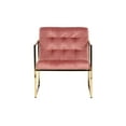 thumbnail image 3 of LeisureMod Lexington Fabric Upholstered and Button Tufted Accent Chair Armchair With Gold Frame in Royal Rose, 3 of 6