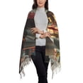thumbnail image 3 of Cauagu Cowboy Iguana Floral Shirt Print Women Wrap Shawl tassels Scarves Retro Scarf 77.6"X28.3", 3 of 8