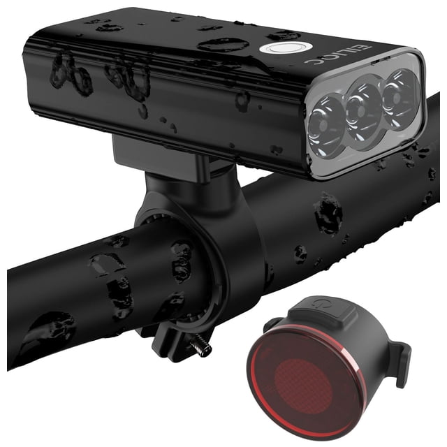 EILIOC Bike Lights for Night Riding,6400 mAh Bicycle Light Front and Rear USB Rechargeable Bike Headlight and Tail Light Set,Super Bright 1200 Lumen Led Safety Light Accessories for Road and MTB