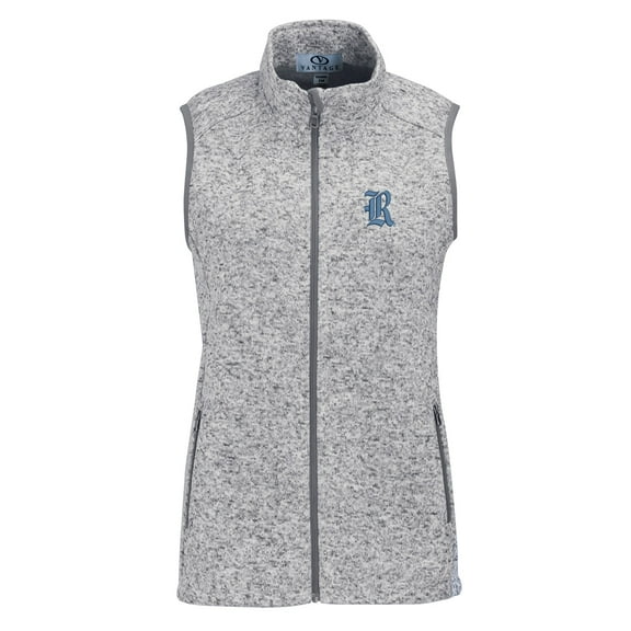 Women's Heather Gray Rice Owls Summit Fleece Full Zip Sweater Vest
