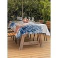 thumbnail image 3 of Outdoor Tablecloth with Umbrella Hole for Patio/Picnic/Party/Camping, Orange Navy Blue Coral Waterproof Table Cloth Rectangle Table Cover Washable, Summer Beach Coastal Ocean Wooden (60"x 84"), 3 of 8