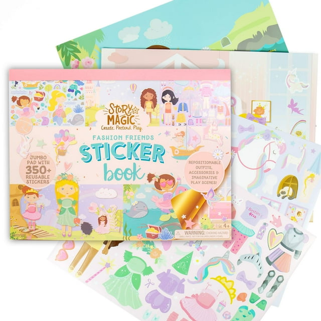 Libro de pegatinas grande Story Magic de Horizon Group USA Crea tus propias aventuras mágicas dentro de un libro de pegatinas de 14" x 11" Más de 350 pegatinas reposicionables Libros de pegatinas para