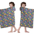 thumbnail image 4 of Colorful Dinosaurs Floral Motifs Pattern Hooded Bath Towel，60"x35" for Ages 3 To 12 Kids, Quick Dry Lightweight Soft Microfiber Hood Beach Towel Cover Up for Kids, 4 of 7