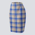 thumbnail image 4 of ASFGIMUJ Pencil Plaid Skirts For Women Fall Winter High Waisted Bodycon Knee Length Wool Midi Skirt With Slit Blue M, 4 of 7