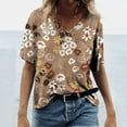 thumbnail image 2 of Patlollav Womens Plus Size Casual T-Shirt Floral Print V-Neck Short Sleeve Pullover Blouse Tops, 2 of 5