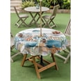 thumbnail image 4 of Outdoor Tablecloths with Umbrella Hole & Zipper, Teal Blue Coastal Round Tablecloth 54 Inch, Summer Beach Starfish Shell Coral Nautical Vintage Waterproof Table Cloth, Patio/Pool/Picnic Table Covers, 4 of 8
