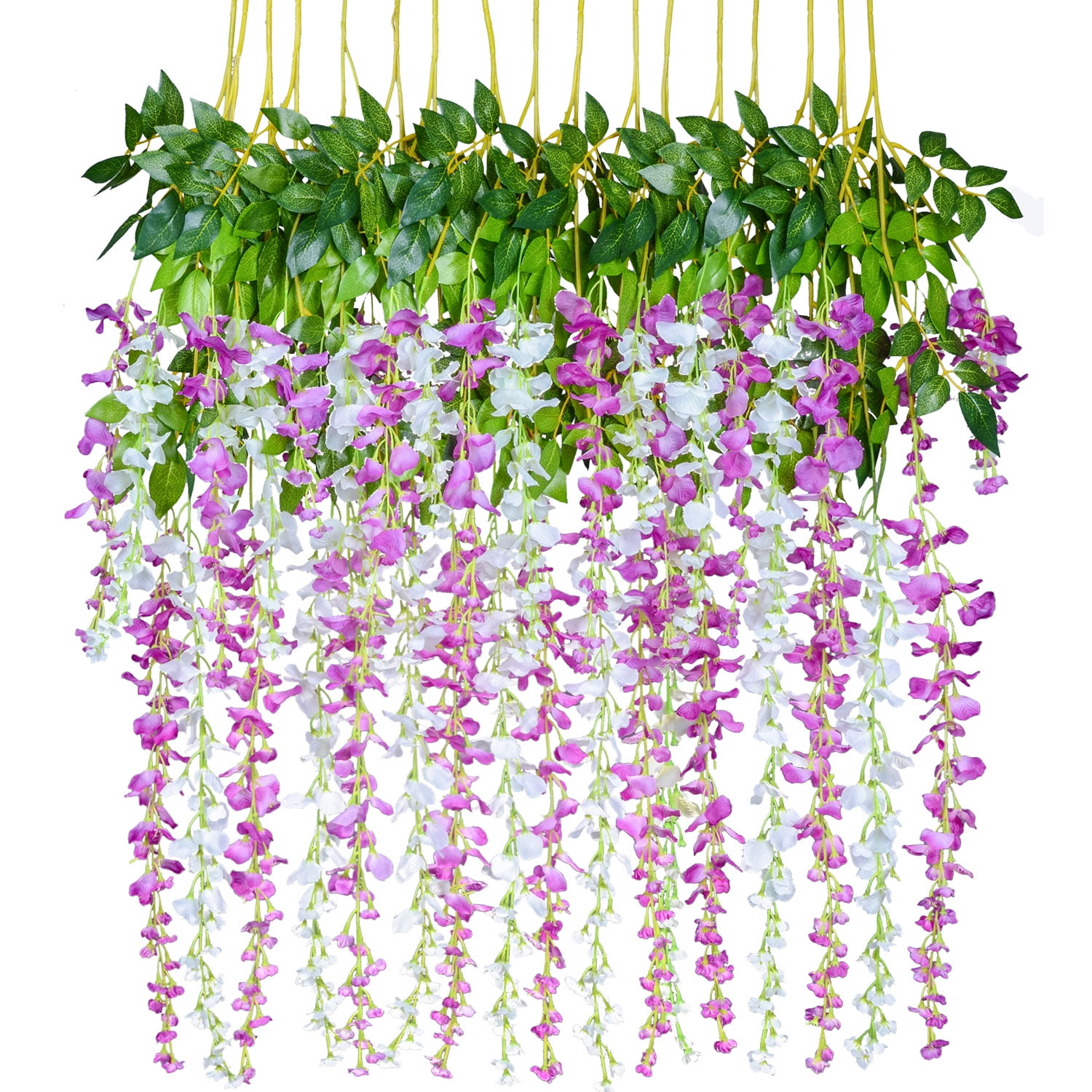 12 Pack 3.6 Feet Artificial Fake Wisteria Garland,6Pcs White Wisteria