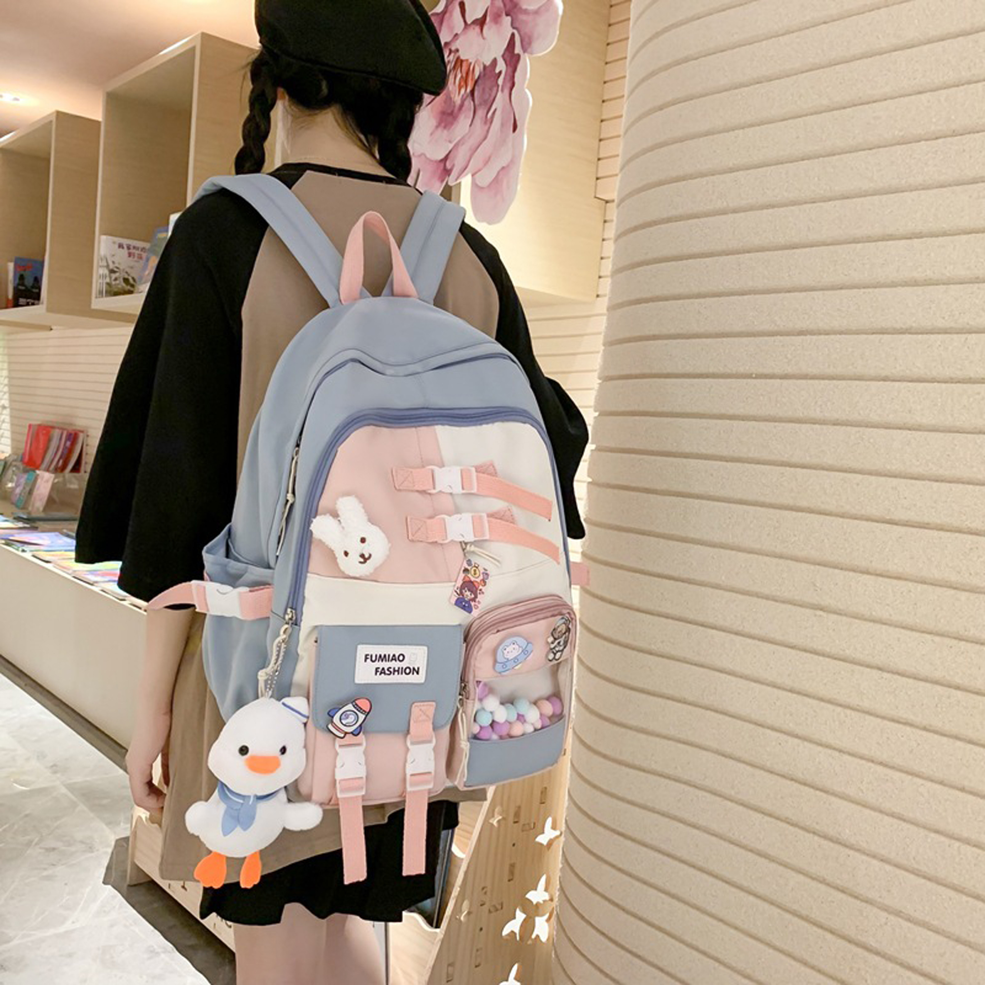 New Simple Nylon Pure Color High Backpack, School Junior High