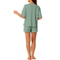 thumbnail image 3 of INSPIRE CHIC Women's Lounge Outfits Casual Round Neck Shorts Sleeves Ribbed Tops with Shorts Pajama Sets L Green, 3 of 6