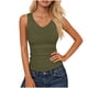 thumbnail image 1 of Mujeres Blusas de Verano sin Mangas Cuello en V Cuello Sólido Camiseta con Cojín de Pecho, Ligera Blusa Casual, 1 of 6