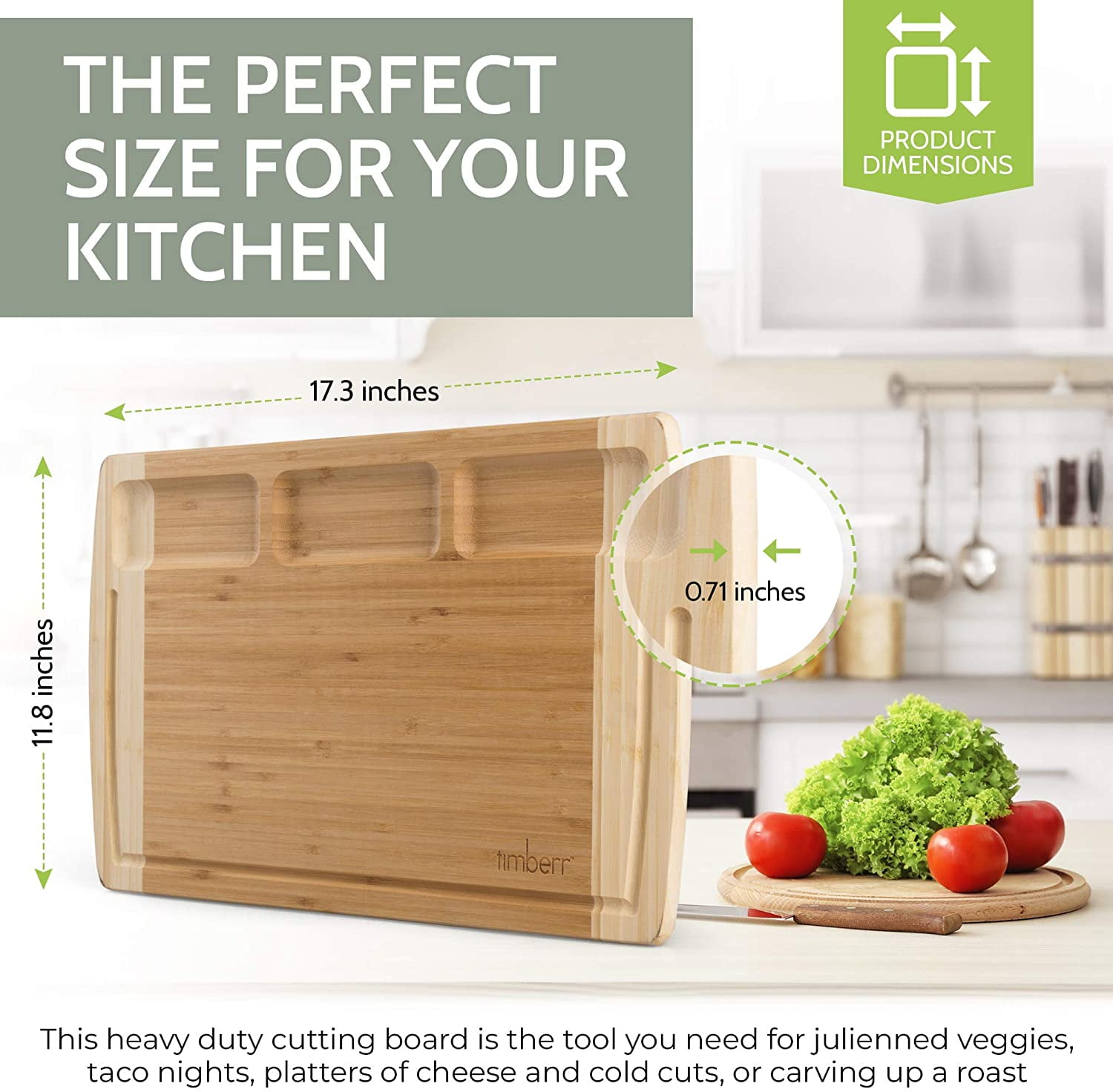 Organic Bamboo Charcuterie/Cutting Board 20 X 14 — Butterhead Kitchen