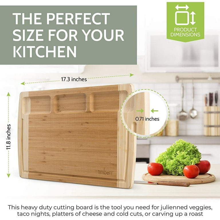 Bamboo Land- Large Bamboo Cutting Board with Containers and 6 Pcs Vegetable Slicers & Garters A Home