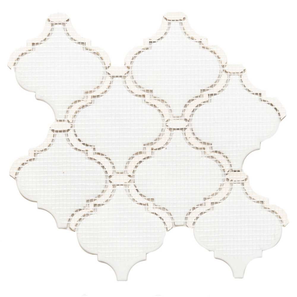 The Tile Life Tahitian Pearl Lantern 14" x 14.5" Statuario Silver Glass Mosaic Tile, 1 Sheet