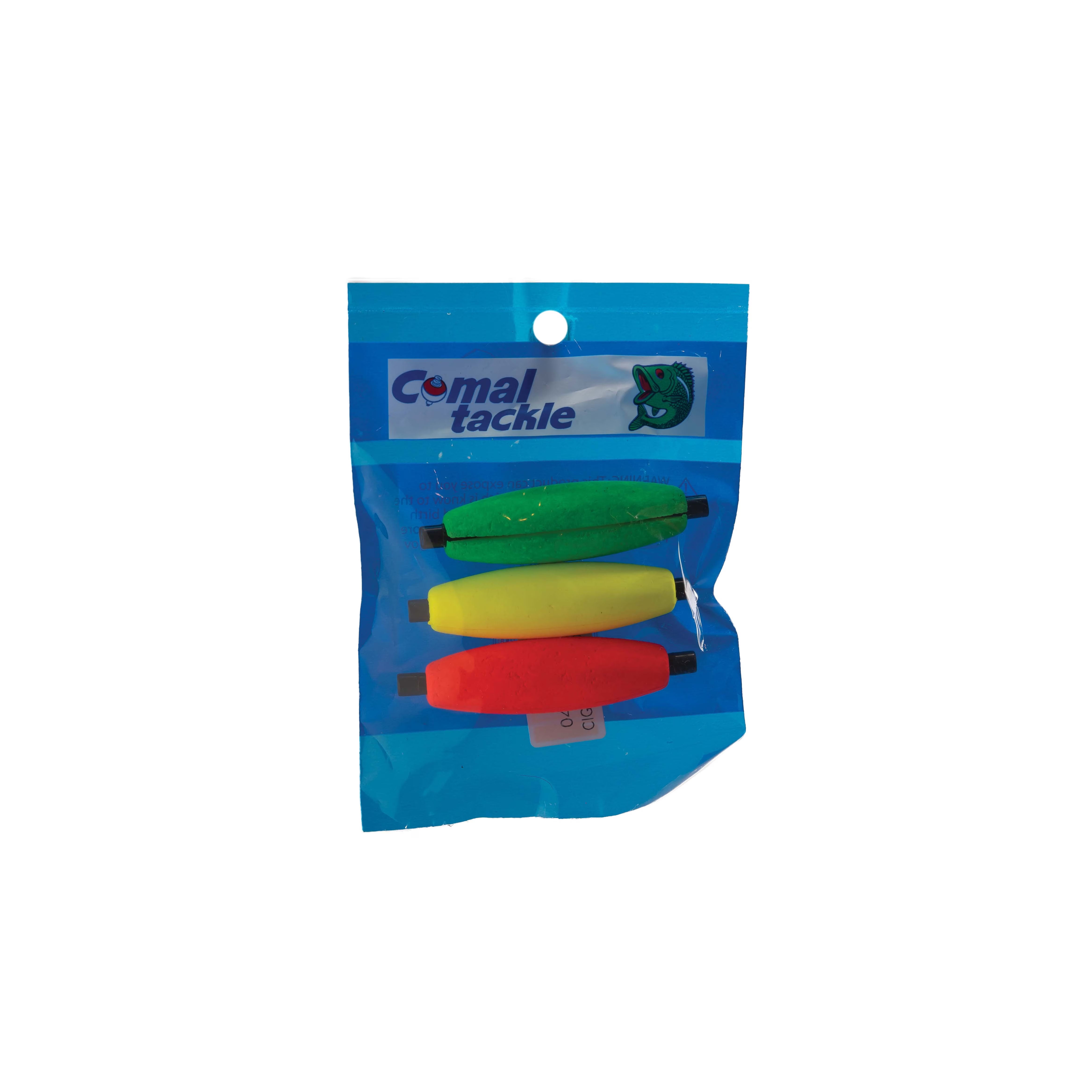 (3 pack) Comal Cigar Peg Slotted Fishing Bobbers, Assorted Colors, 2.5-inch, 3-Pack