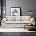 thumbnail image 2 of Yeahumalia 117.4" W Faux Leather 3 Seater Sofa Pet Friendly with Deep Seat for Living Room Bedroom, Light Grey, 2 of 10