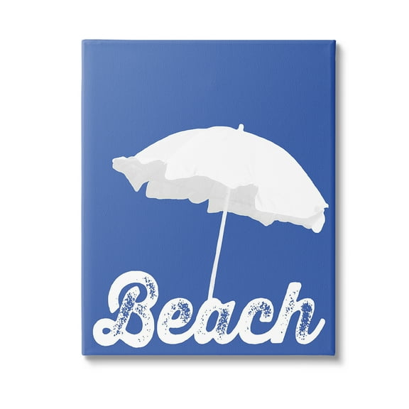 Stupell Industries Vintage Beach Umbrella Nature Painting Gallery Wrapped Canvas Art Print Wall Art, 16 x 20