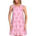 thumbnail image 1 of Balery Pink Bows Vestidos de verano para mujer con estampado: vestido holgado sin mangas, vestido playero informal y cómodo para días calurosos., 1 of 7