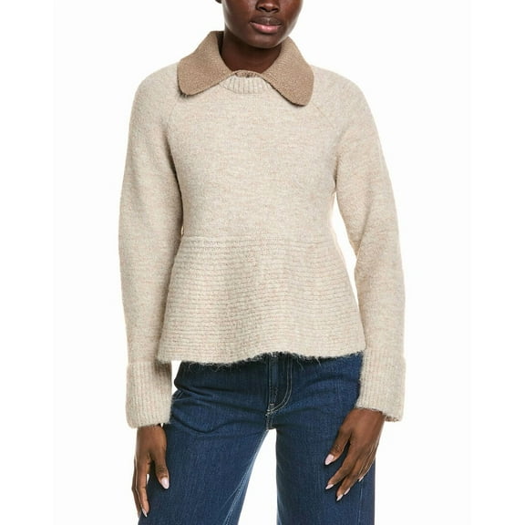CeCe womens  Wool-Blend Peplum Sweater, m, Tan