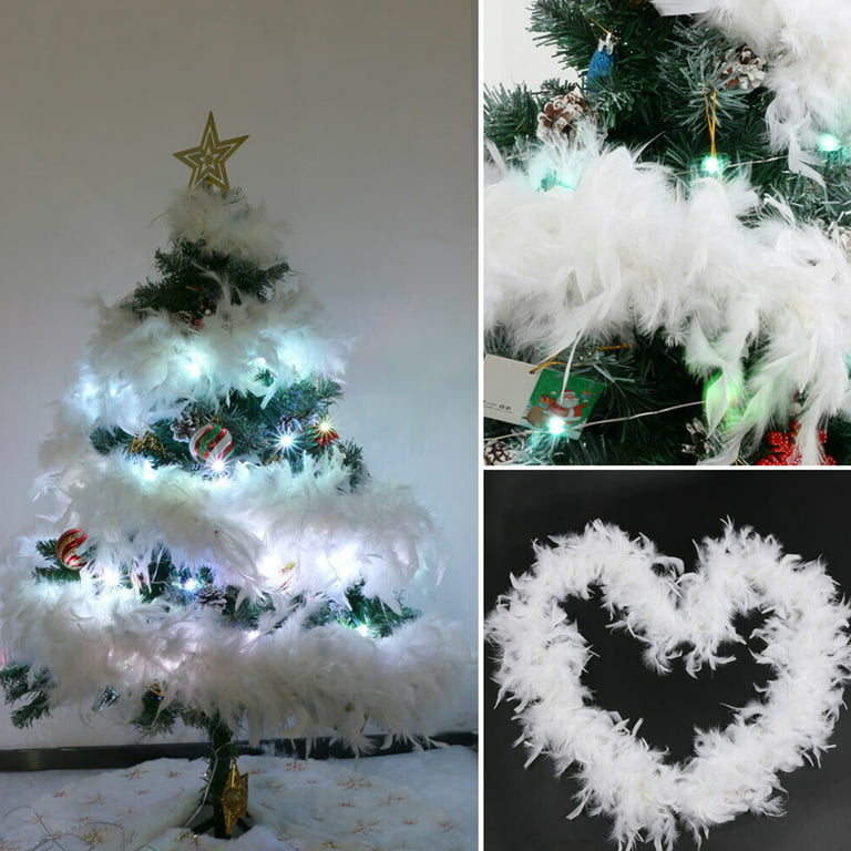 Christmas Tree White Feather Boa Strip Xmas Ribbon Party Garland Decoration  2M