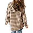 thumbnail image 3 of SHINE UP Flannel Shacket Jacket for Women Plaid Shirts Long Sleeve Button Down Tops Casual Hooded Coat, 3 of 6