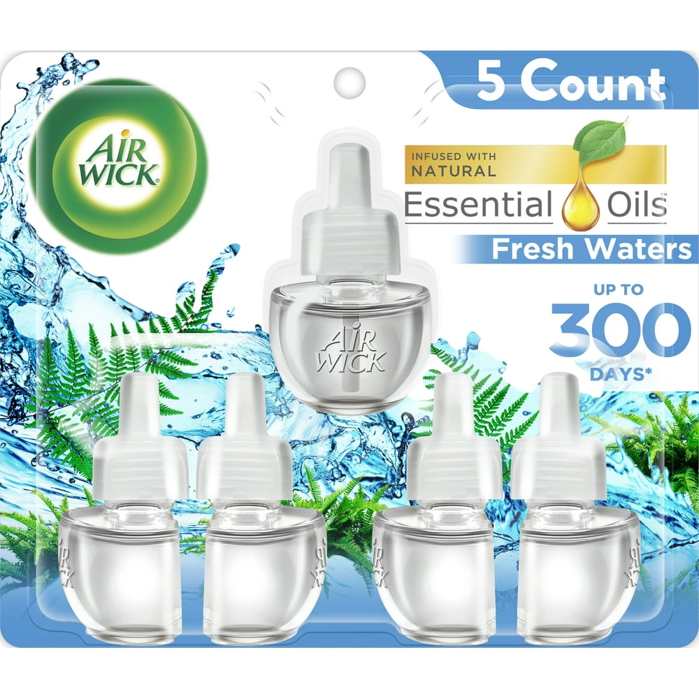 Air Wick Plug in Scented Oil Refill, 5 ct, Fresh Waters, Air Freshener