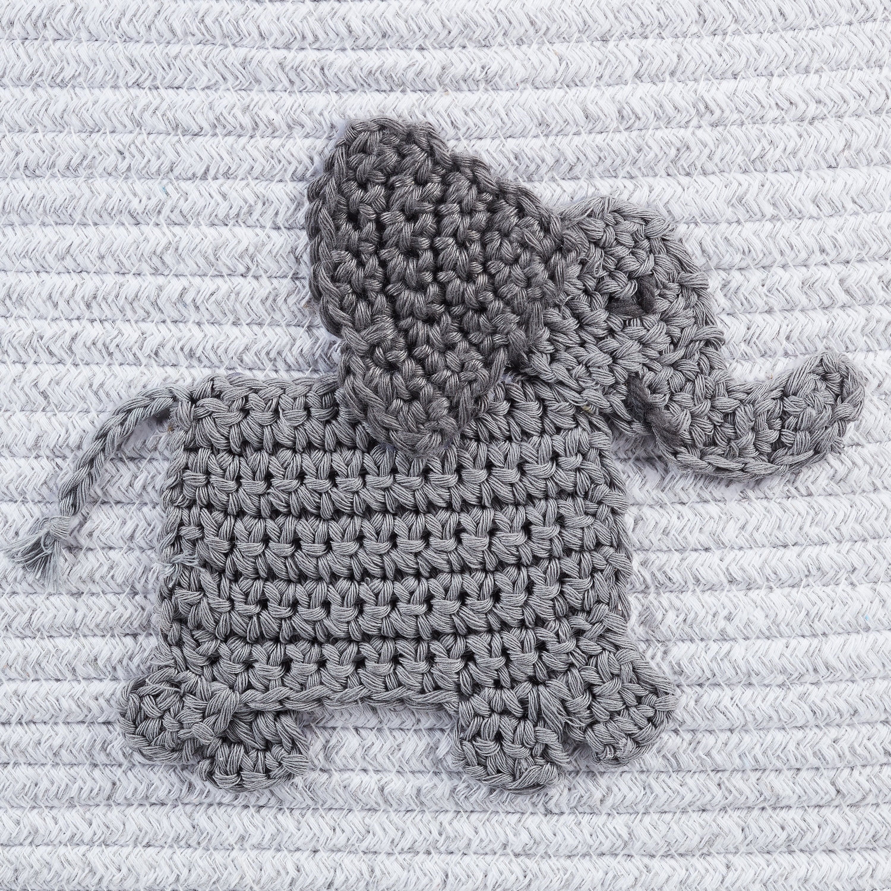 Better Homes & Gardens Cotton Rope Rectangle Tote Bin, Elephant Crochet