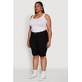 thumbnail image 3 of Womens Plus Size Hyperstretch High Waisted Bermuda Shorts with Faux Button, 3 of 5