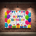 thumbnail image 5 of Colorful Birthday Theme Backdrop Banner with Balloons Gifts and Stars Party Supplies for Birthday Party Photography Props Decorations Happy Birthday Celebration, 5 of 7