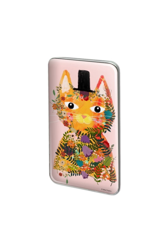 Flower Cat with a Top Hat Metal Rectangle Lapel Hat Pin Tie Tack Pinback