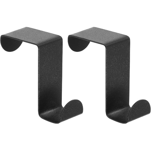 Over The Door Hooks,2pcs - Stainless Steel Door Hangers Hooks, S-Shaped Double Hooks for Hanging Clothes, Hats, Towels (Black)