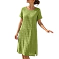 thumbnail image 2 of ClodeEU Women's Round Neck Short Sleeve Side Slit Midi Dress,Solid Color Casual Summer Dress a-Army Green,Women's Plus L, 2 of 6