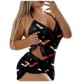 thumbnail image 3 of LILIYA Women's Sleepwear Halloween Cute Print 2 Piece Sleeveless Lettuce and Shorts Pajama Set V Neck Sleepwear 2026, 3 of 6