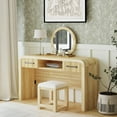 thumbnail image 2 of Picket House Furnishings Woodridge Dressing Stool with White Fabric in Natural, 2 of 8