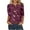 Wine, variant on T-Shirts for Women, Women's Printed Button 3/4 Sleeve T-Shirt Loose Top