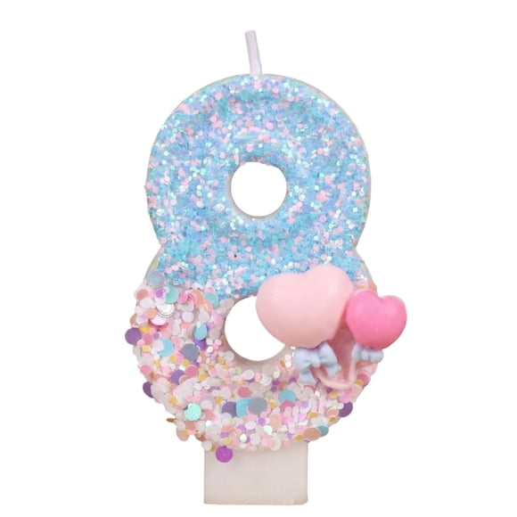 Photo Worthy Party Decor, Pink Sweetheart Number 8 Birthday Candles - Blue & Pink Two-Tone Cake Topper for Birthday Decorations Supplies, Sweet Themed Party Favors, Sweetheart Number 8
