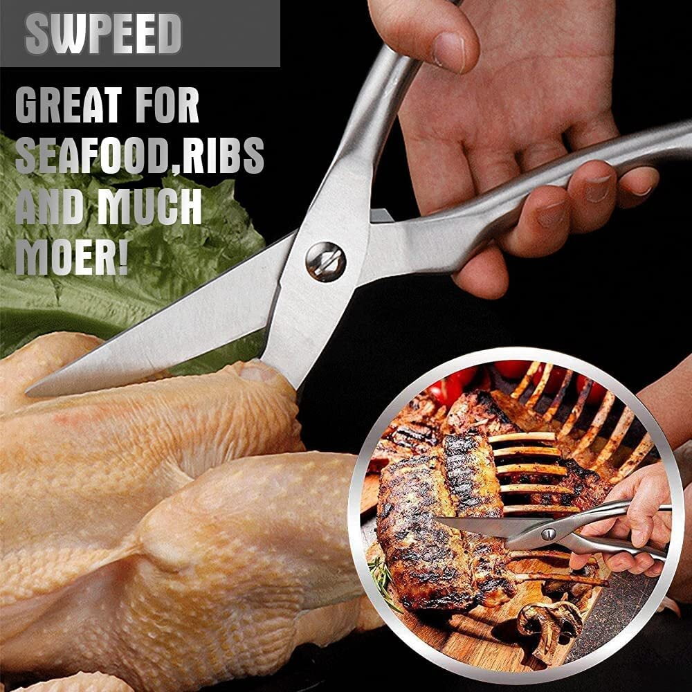 Heavy Duty Stainless Steel Poultry Shears For Bone, Chicken, Meat, Fish,  Seafood, Vegetables. Premium Spring Loaded Food Scissors. All metal Kitchen