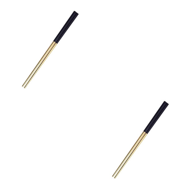 Injueey 304 Stainless Steel Square Chopsticks Polished Kitchen for Hotel 2piezas Oro negro