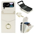 thumbnail image 1 of Compatible with Samsung Galaxy Z Flip 4 5G Wallet Case, with Card Holder, Ring Holder RFID Blocking PU Leather Wristband & Crossbody Strap Protective Case for Samsung Galaxy Z Flip 4, White, 1 of 7