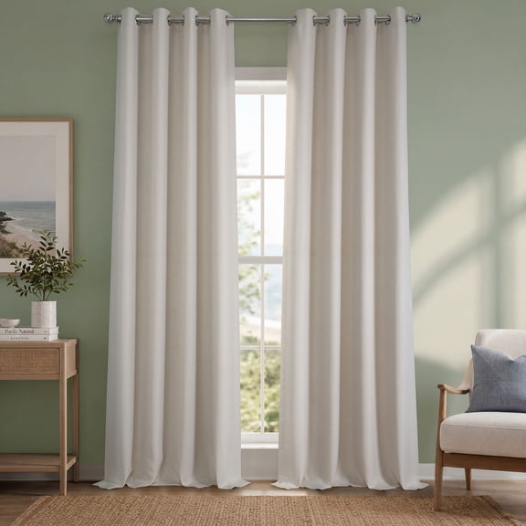 HPD Half Price Drapes Birch Taupe Grommet Faux Linen Room Darkening Curtains for Bedroom & Living Room Curtains (1 Panel), Door & Window Curtains 120 inches long, 50W X 120L