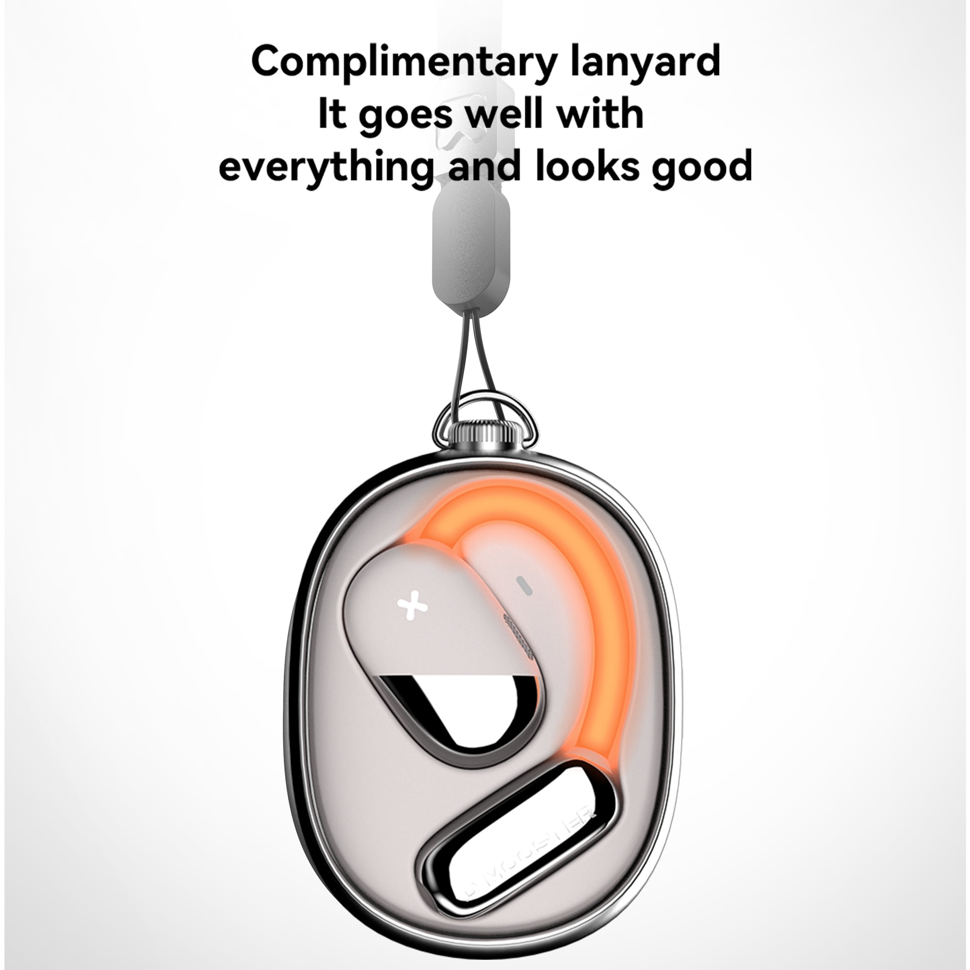 Seetoy New Design Open Ear Headphones,True Wireless Bluetooth 5.4 Open Ear Earbuds with Orange LED Strip Design，Be Turned Into Neckband Earphones with Especial Accessories,White