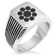 thumbnail image 1 of Stainless Steel Chiba Samurai Crest Needle Stripe Pattern Biker Style Polished Ring, 1 of 1