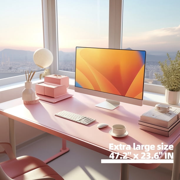 Ultra Thin, Waterproof Faux Leather Desk Pad Mouse Pad 47.2" x 23.6" Scratch, Stain Heat Resistant, Easy to Clean, NonSlip, Extra Large, Suede Surface, Office Desk Accessory