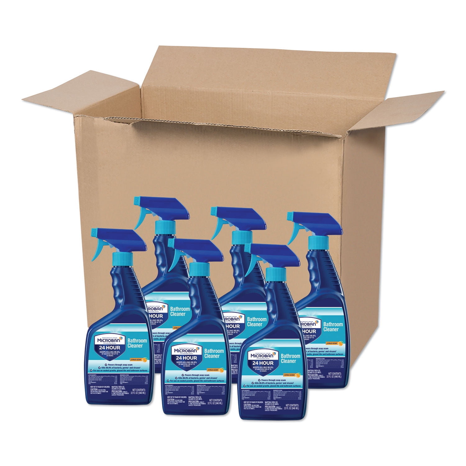 Microban 24-Hour Disinfectant Bathroom Cleaner Citrus 32 oz Spray Bottle 30120